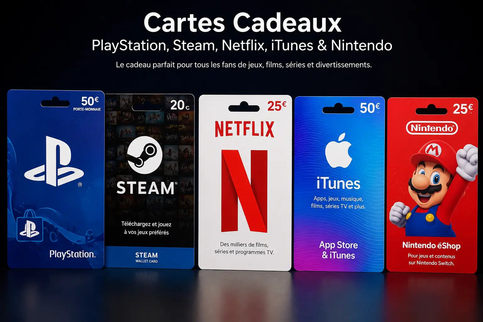 Carte-Cadeau-PlayStation-Steam-Netflix-iTunes-Nintendo Hizem World