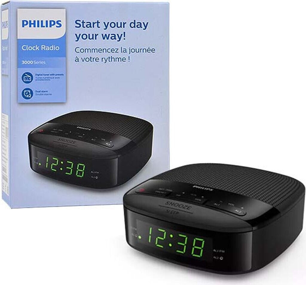 Radio-réveil Philips TAR3205/98 noir – FM et double alarme