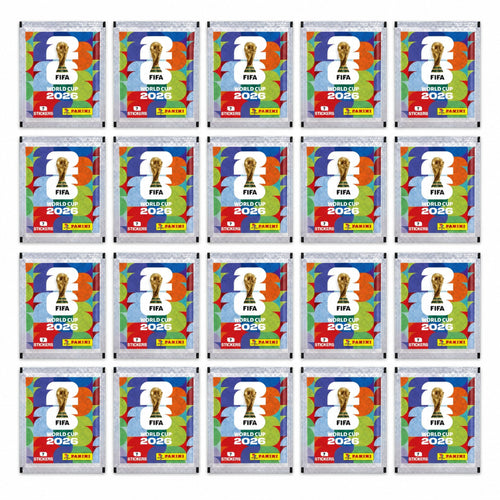 20 pochettes Panini FIFA World Cup 2026 – 140 stickers – 4 rangées de 5