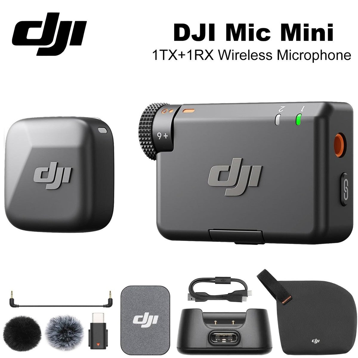 Mini microphone sans fil Dji Mic Mini Bluetooth 1 TX + 1 RX Noir