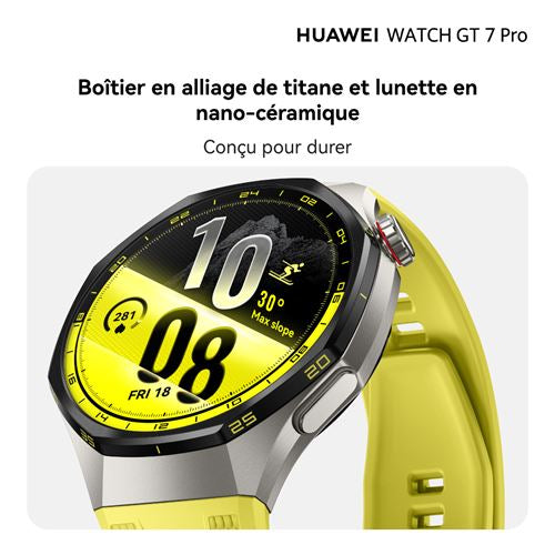 Huawei Watch GT 7 Pro 46 mm Bluetooth – Titane et bracelet jaune