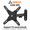 Support mural TV articulé SBOX LCD-221 – 13 à 43 pouces