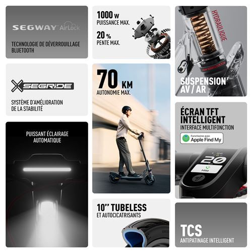 Trottinette électrique Segway Ninebot F3 1000 W Gris et Noir