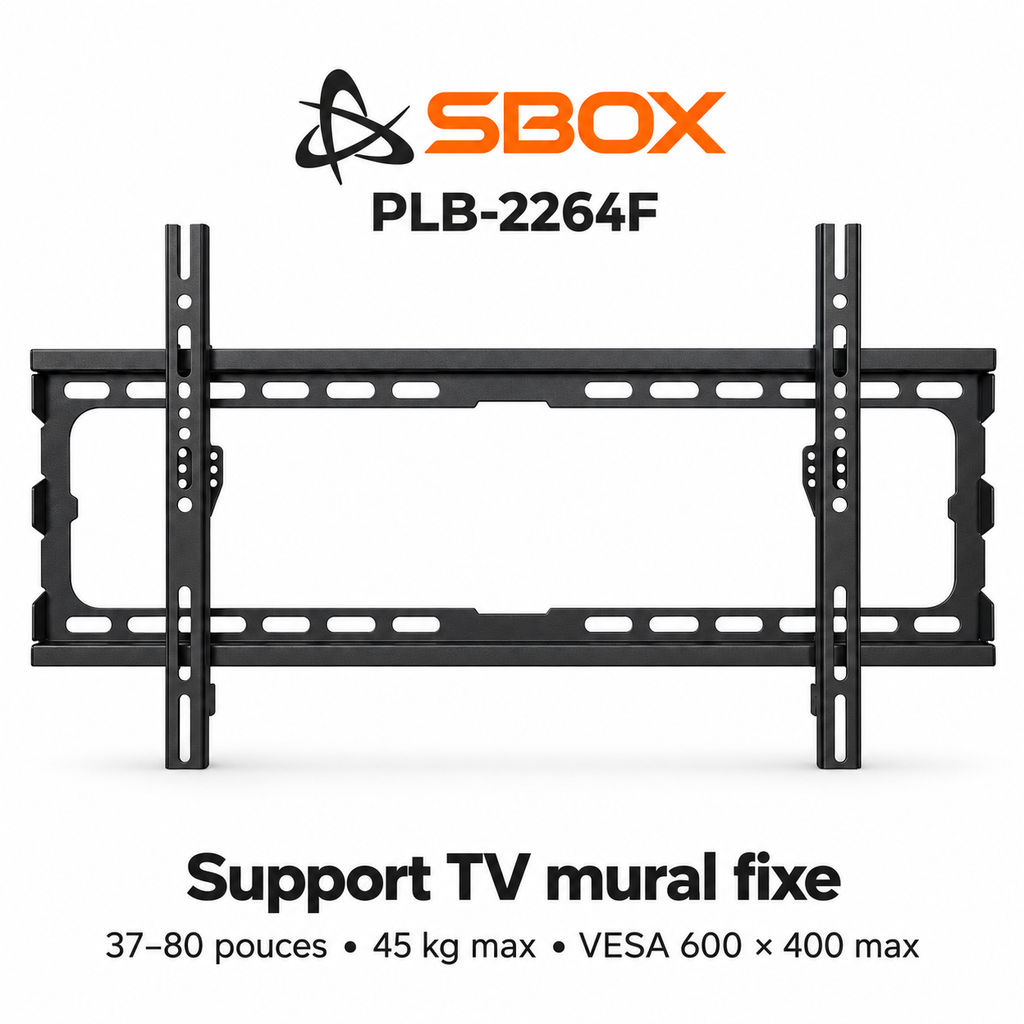 Support mural TV fixe SBOX PLB-2264F – 37 à 80 pouces