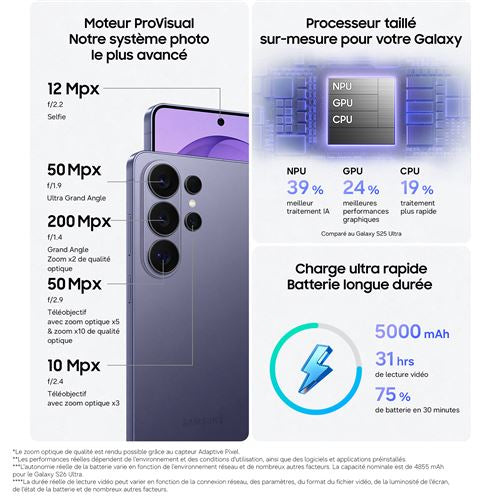 Samsung Galaxy S26 Ultra 5G 256 Go Violet – Écran 6,9 pouces