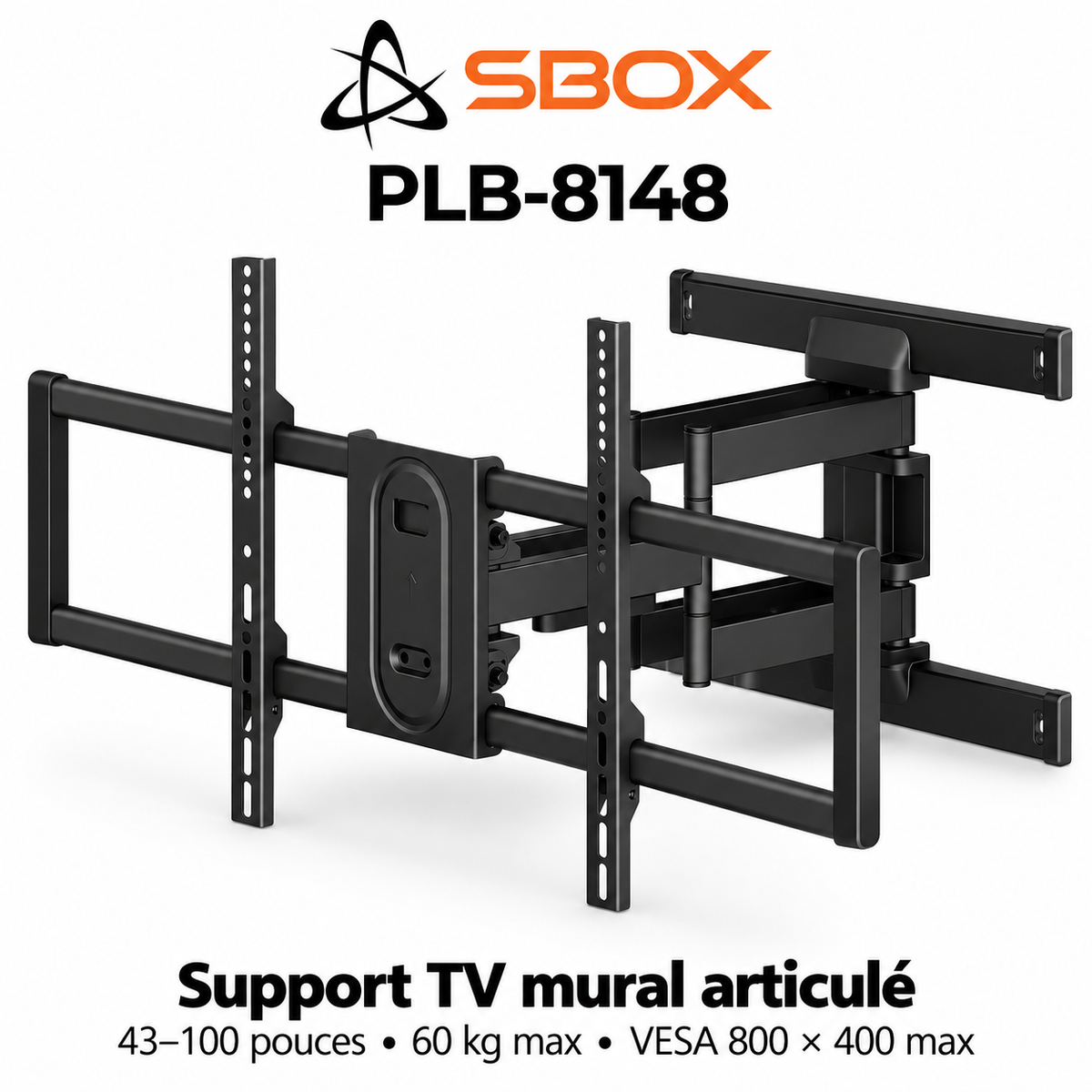 Support mural TV articulé SBOX PLB-8148 – 43 à 100 pouces