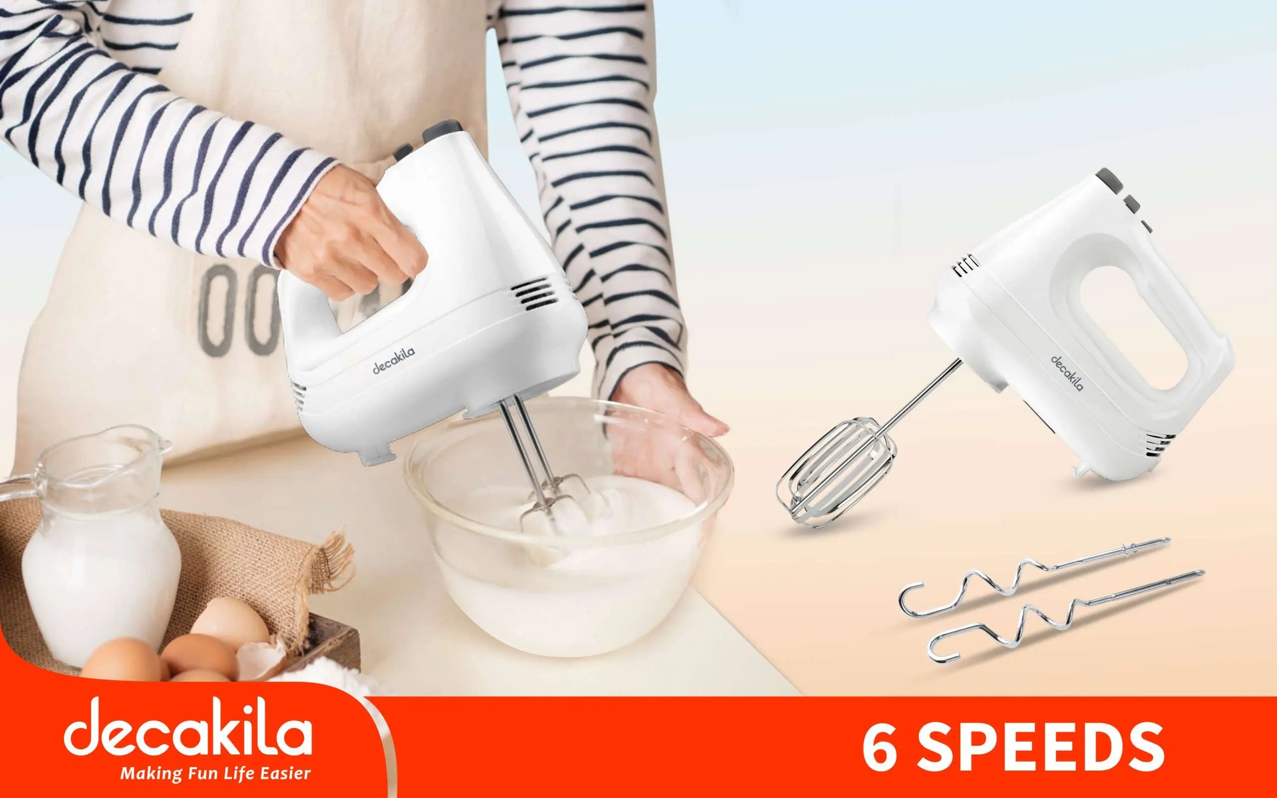 Batteur Electrique Decakila KEMX001W 200W Blanc Hizem World