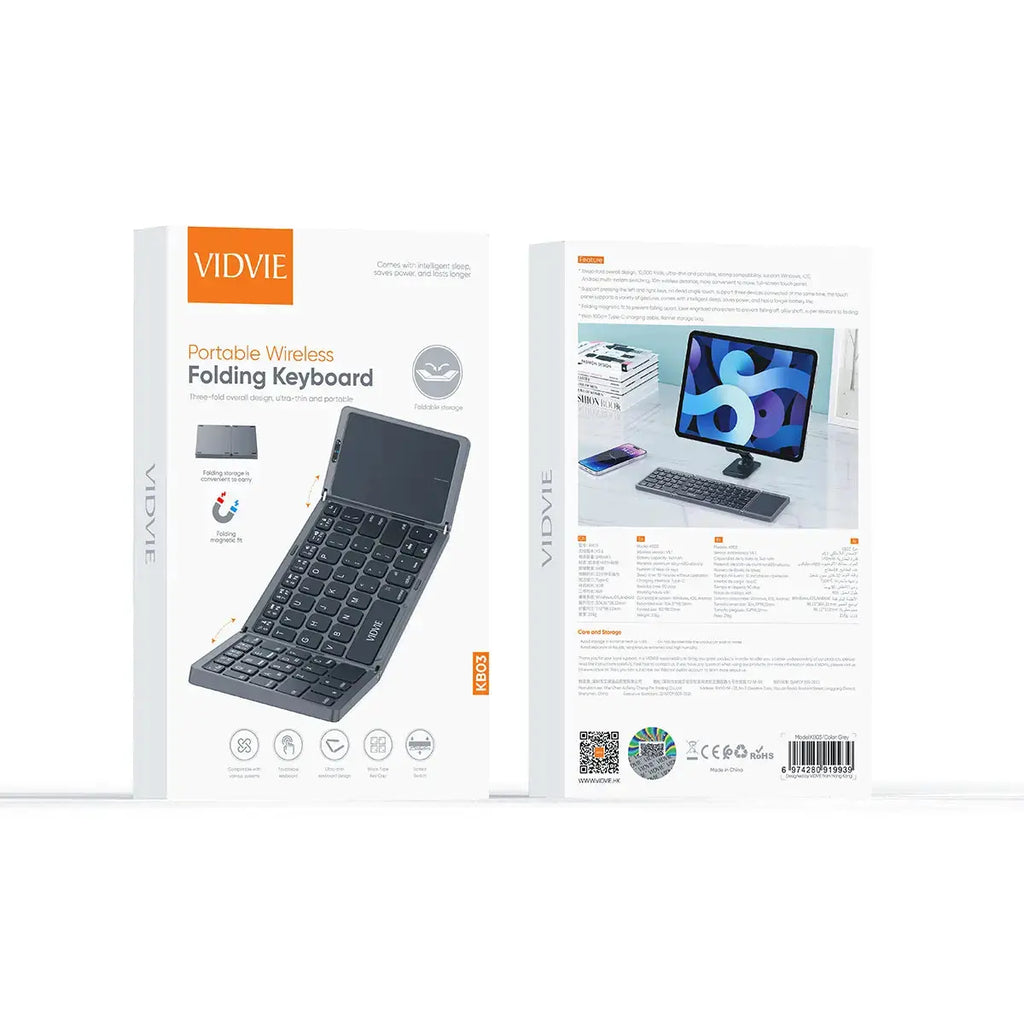 Clavier Sans Fil VIDVIE KB03 – Pliable, Compact & Ultra Portable Hizem World