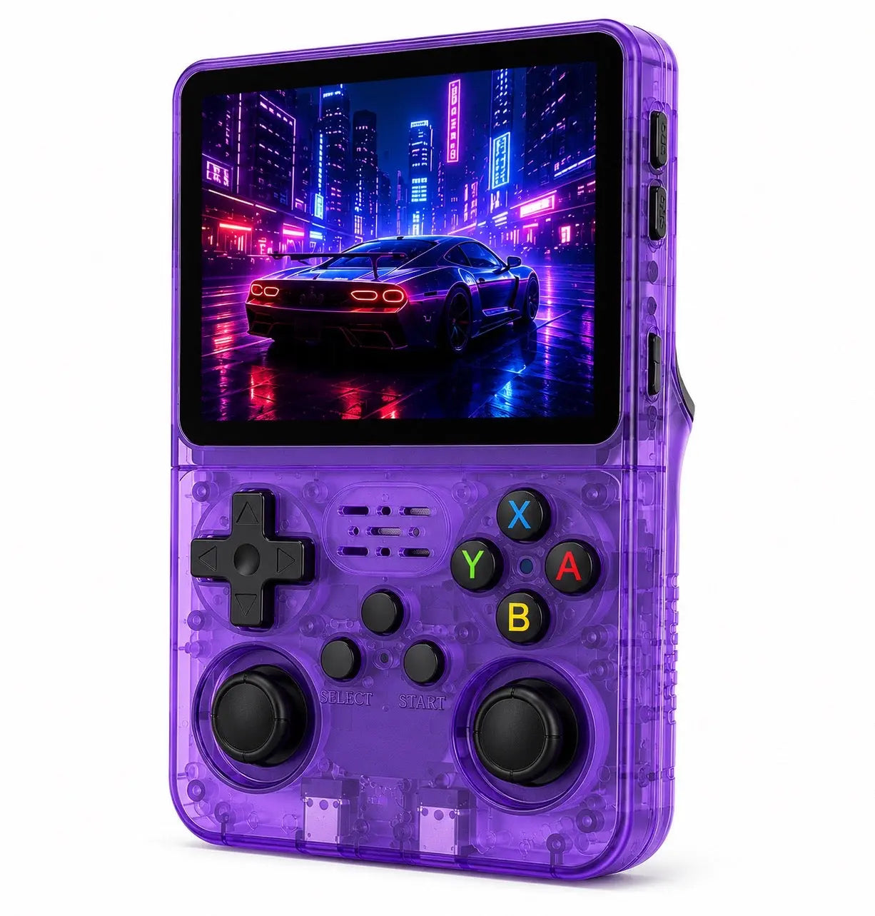 Console rétro portable QIOP R36S bleue avec écran IPS 3.5 pouces et milliers de jeux rétro