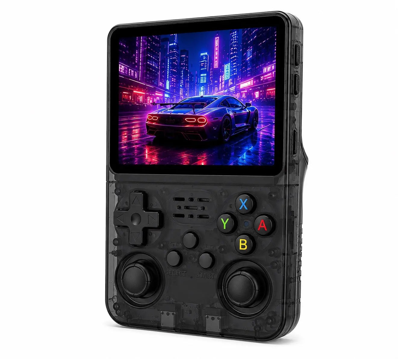 Console rétro portable QIOP R36S bleue avec écran IPS 3.5 pouces et milliers de jeux rétro
