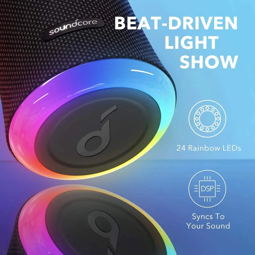 Enceinte Bluetooth Anker Soundcore Flare 2 avec son 360 degrés et éclairage LED RGB