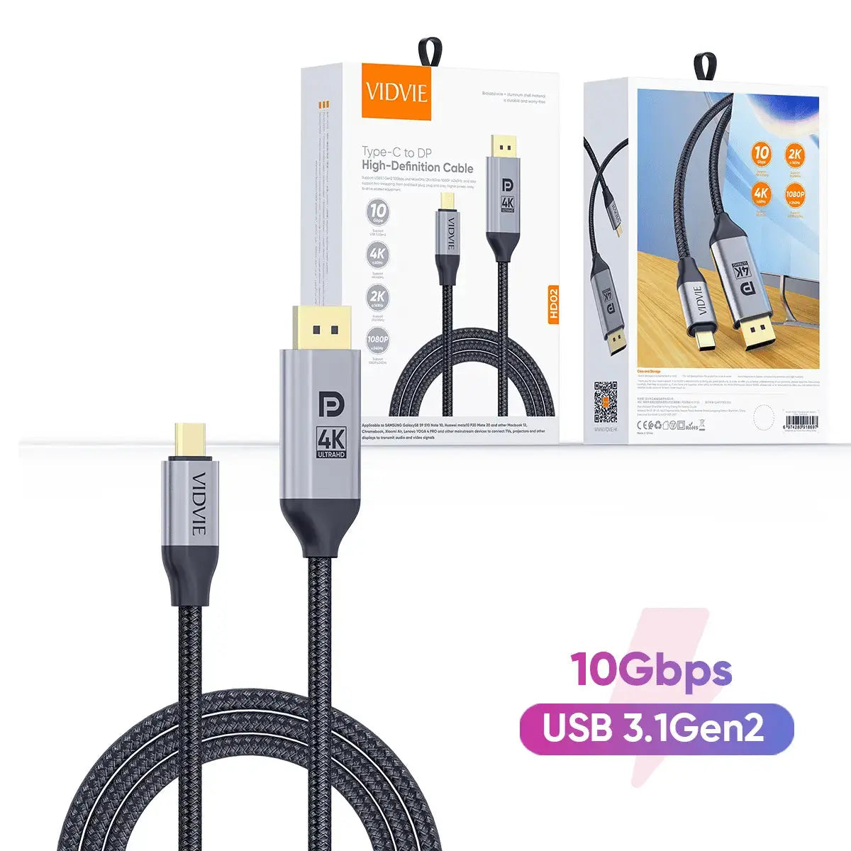 Hub USB-C VIDVIE HD02 3 en 1 – HDMI 4K, USB 3.0, Charge Rapide | Prix Tunisie Hizem World