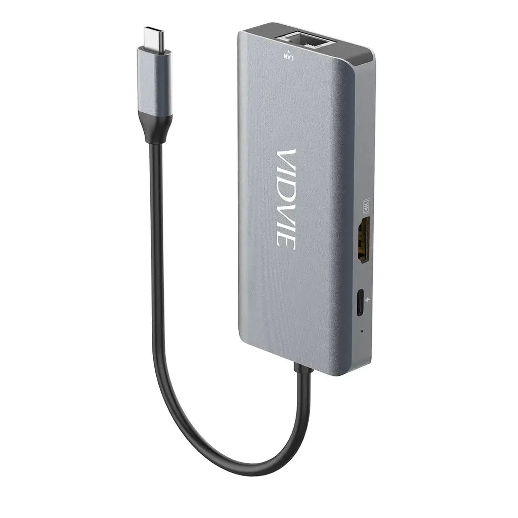 Hub USB-C VIDVIE HUB01 6 en 1 – HDMI 4K, USB 3.0, RJ45, Power Delivery | Adaptateur Multiport Tunisie Hizem World