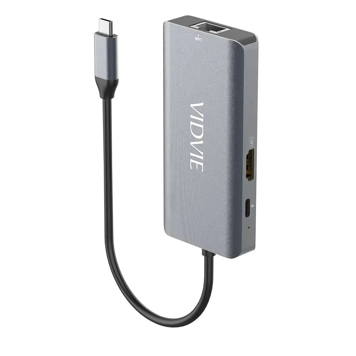 Hub USB-C VIDVIE HUB01 6 en 1 – HDMI 4K, USB 3.0, RJ45, Power Delivery | Adaptateur Multiport Tunisie Hizem World