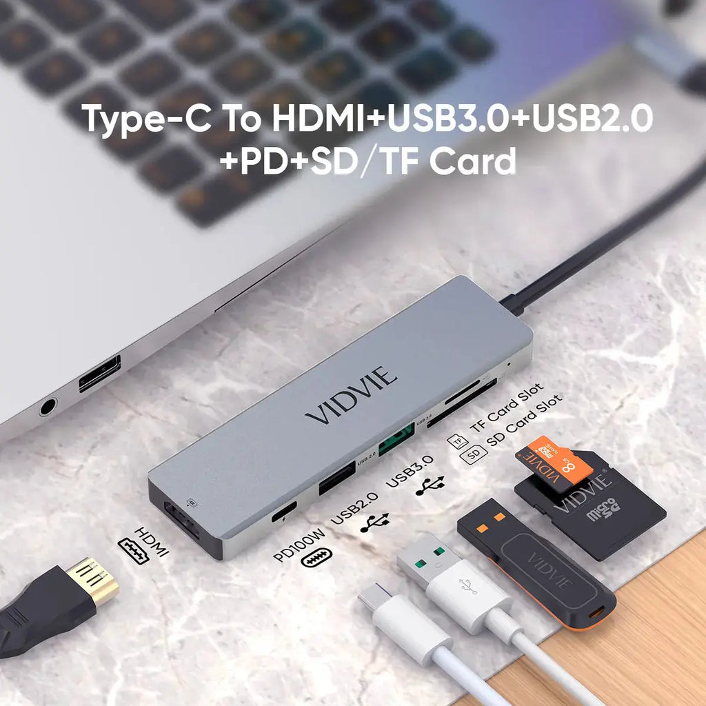 Hub USB-C VIDVIE HUB03 – Station Multiport Compacte HDMI 4K & USB | Prix Tunisie Hizem World