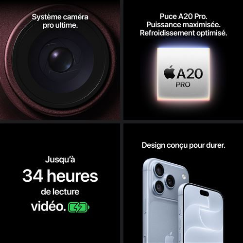 Apple iPhone 18 Pro 6,3" — 256 Go | Double SIM 5G | Glacier Titanium