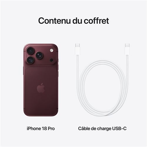 Apple iPhone 18 Pro 6,3" — 256 Go | Double SIM 5G | Bordeaux