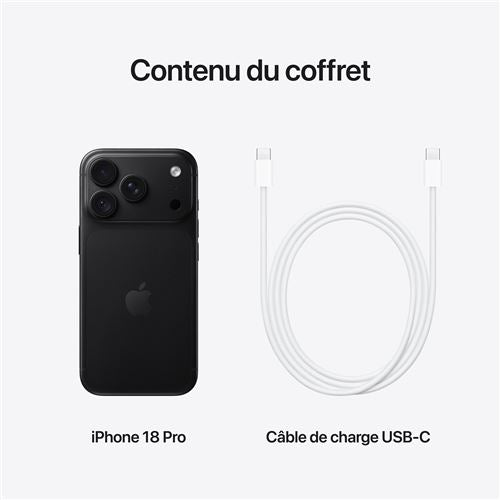Apple iPhone 18 Pro 6,3" — 256 Go | Double SIM 5G | Noir Titanium