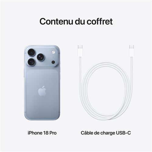 Apple iPhone 18 Pro 6,3" — 256 Go | Double SIM 5G | Glacier Titanium
