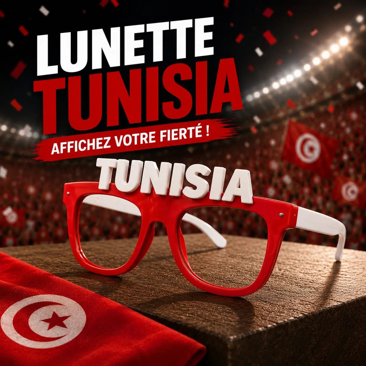 Lunettes Supporter Tunisie – Accessoire Fan Coupe du Monde 2026
