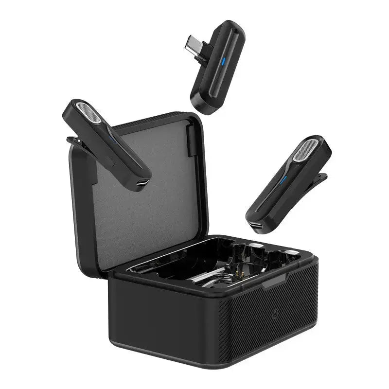 Microphone sans fil Vidvie MC01 Type-C 2.4G avec boîtier de recharge noir disponible chez Hizem World Tunisie