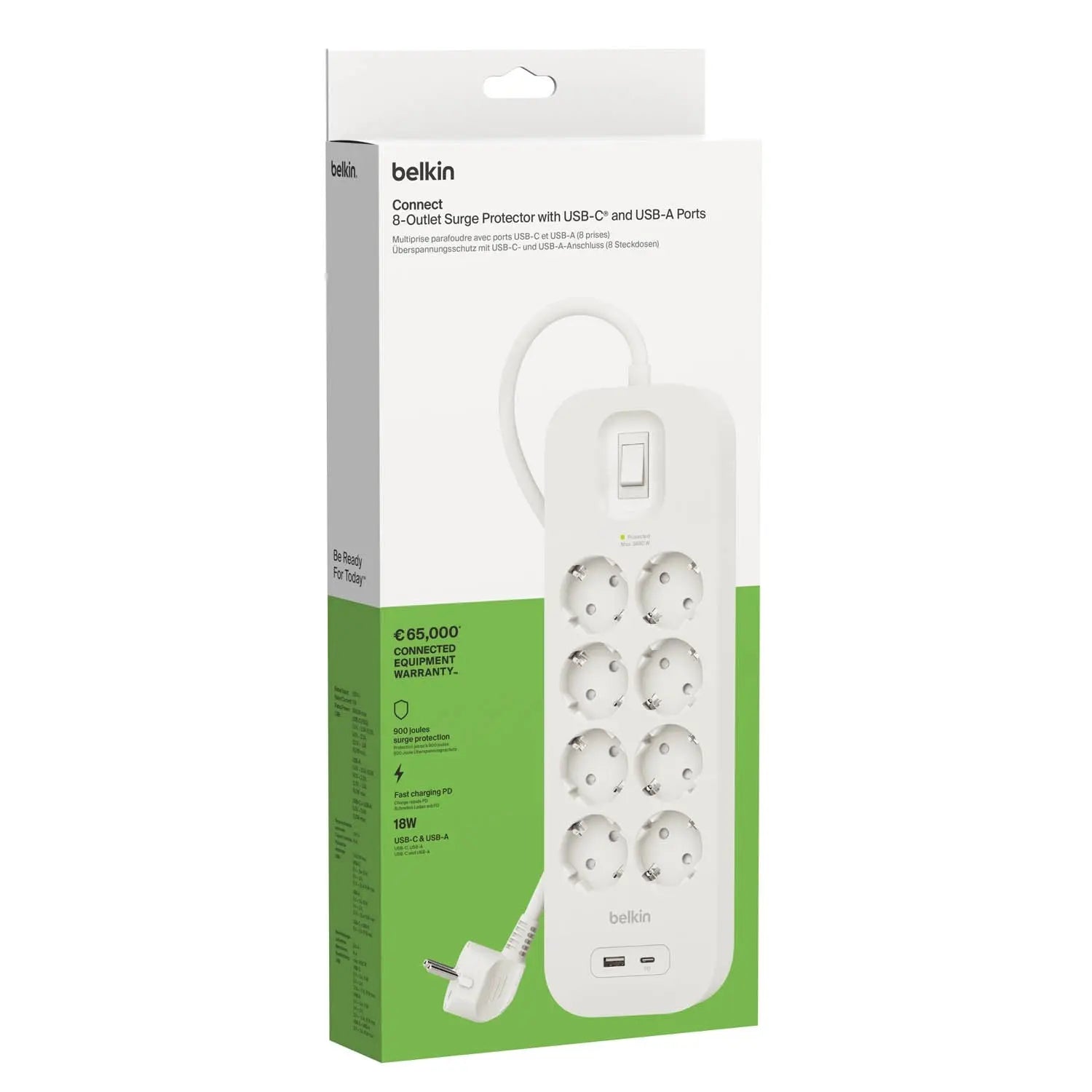 Multiprise Parafoudre Belkin SRB003VF2M – 8 prises + USB-C / USB-A (2m) Hizem World