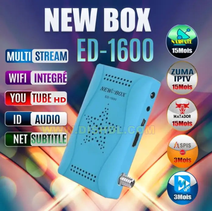 Récepteur NEWBOX ED 1600 +ABONNNEMENT ALPHA+DIWAN