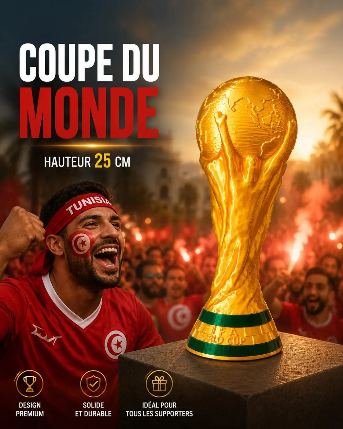 Réplique Trophée Coupe du Monde 25 cm – Édition Collector Premium