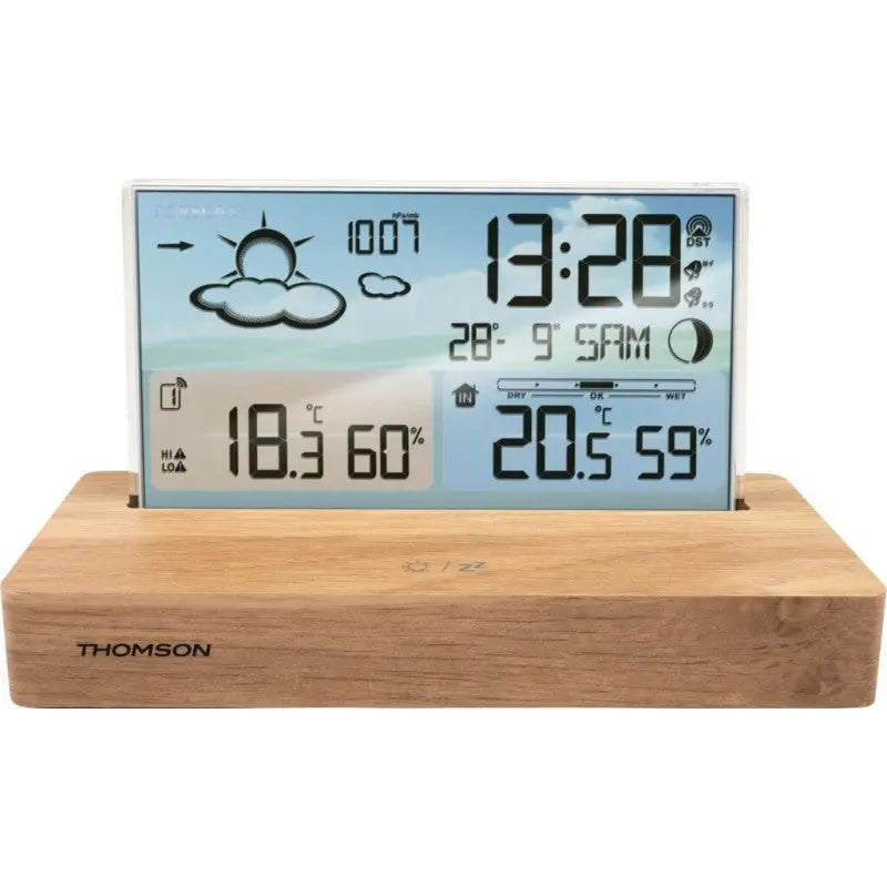 Réveil & Station Météo Thomson CT600 avec Socle en Bois Hizem World
