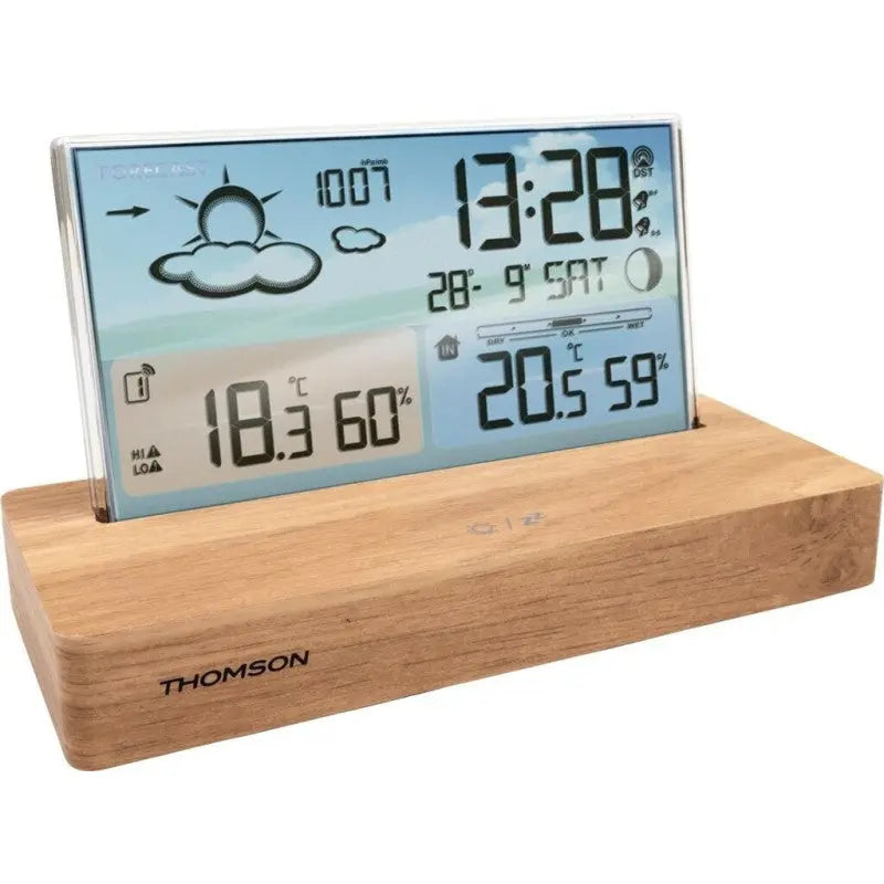 Réveil & Station Météo Thomson CT600 avec Socle en Bois Hizem World