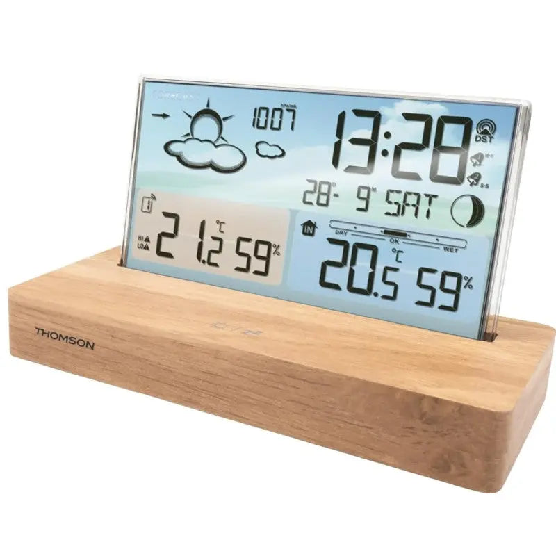 Réveil & Station Météo Thomson CT600 avec Socle en Bois Hizem World