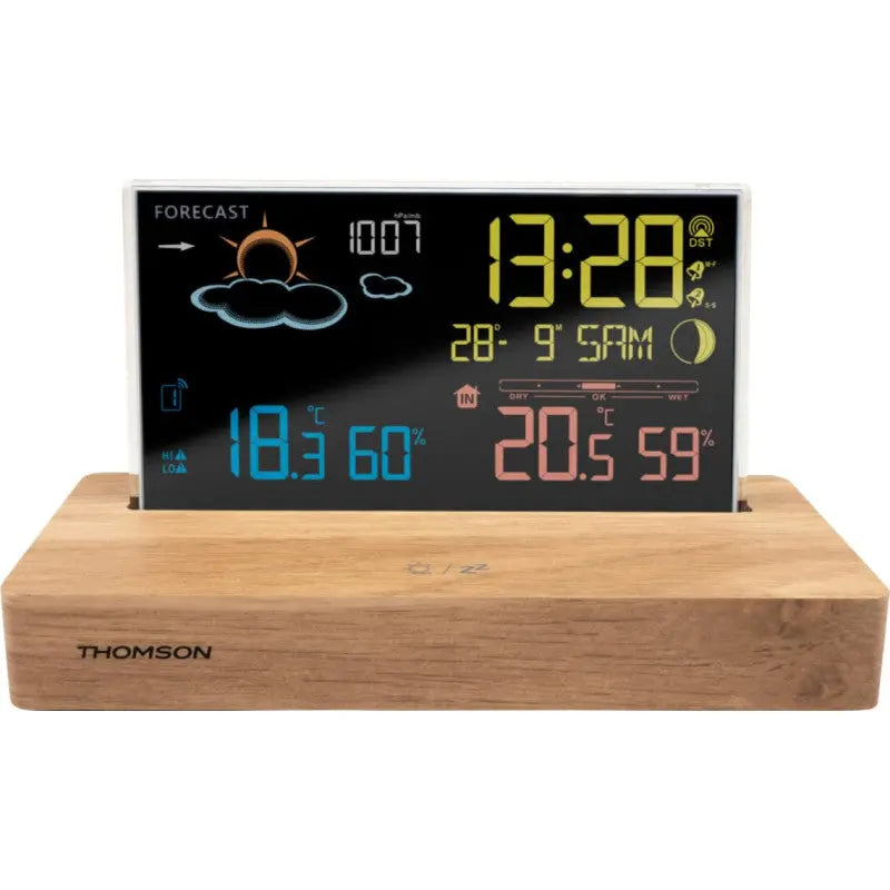 Réveil & Station Météo Thomson CT610 avec Socle en Bois Hizem World