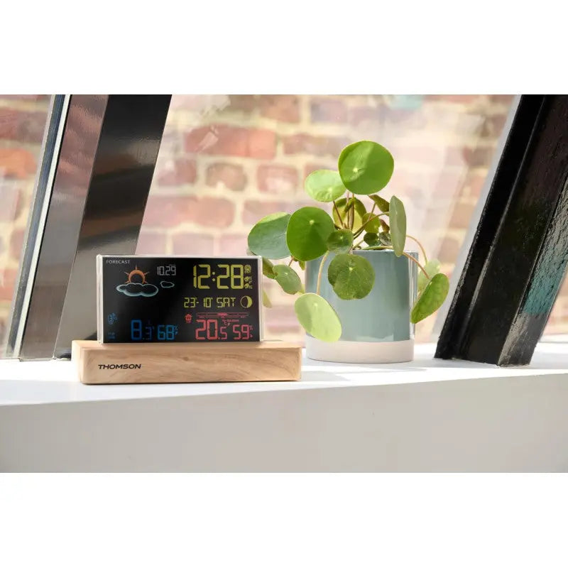 Réveil & Station Météo Thomson CT610 avec Socle en Bois Hizem World