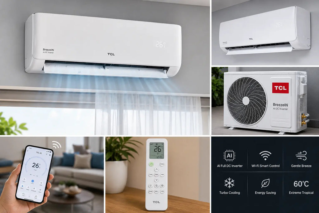 TCL BreezeIN 12000 BTU — AI Full DC Inverter | Wi-Fi Smart | Silencieux & Économique