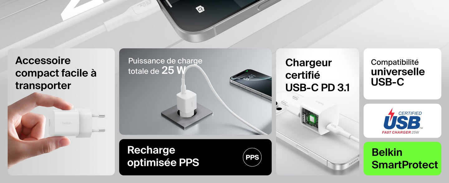 BoostCharge Chargeur secteur USB-C (25 W) +Cable