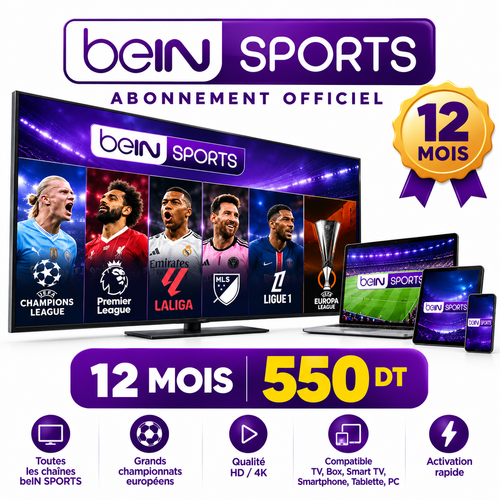 Abonnement beIN SPORTS 12 mois 550 DT Tunisie