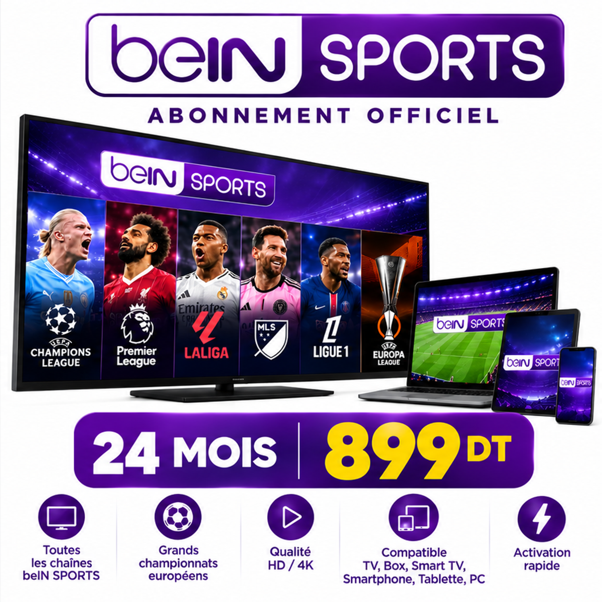 Abonnement beIN SPORTS 24 mois 899 DT Tunisie