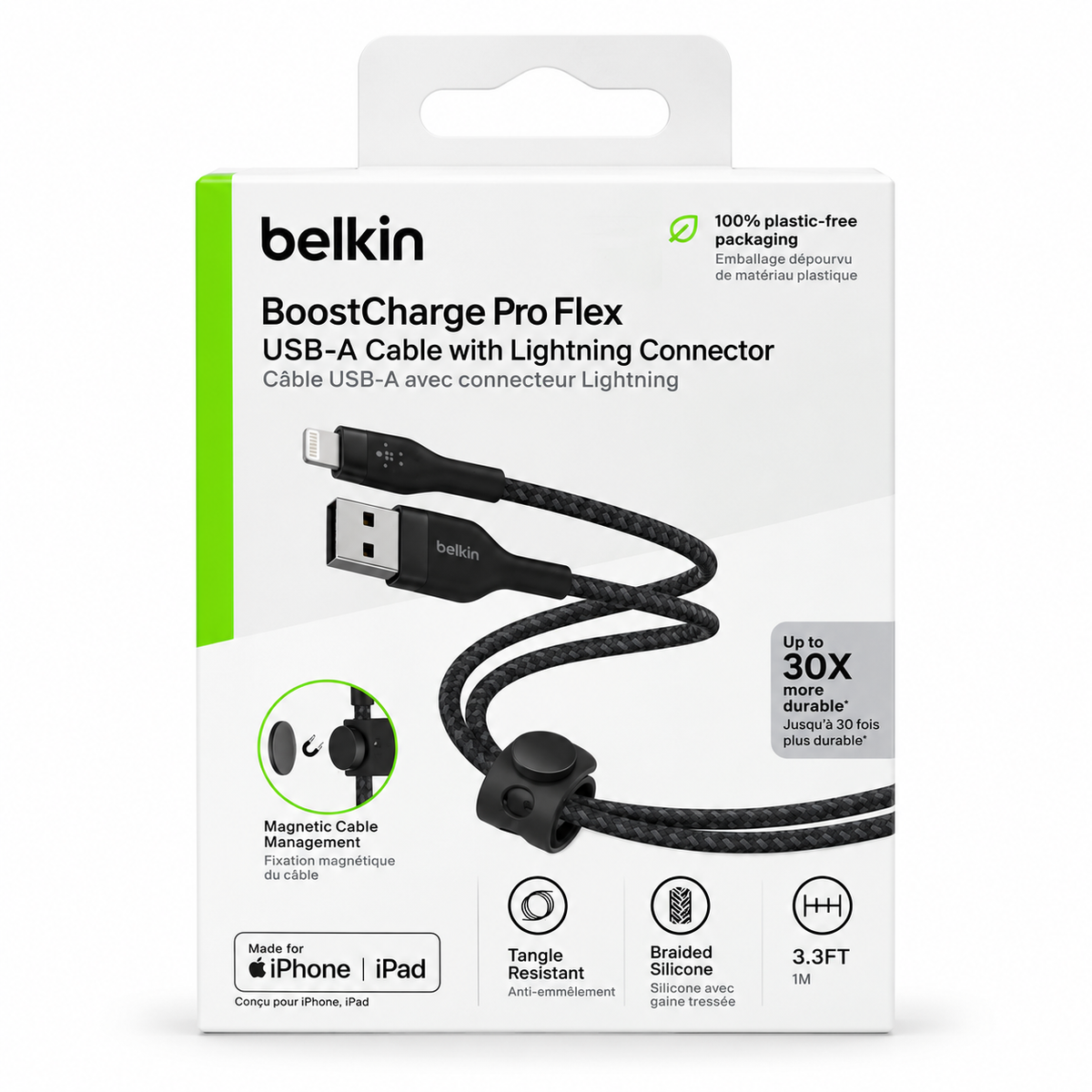 Belkin BoostCharge Pro Flex USB-A vers Lightning 1m Noir