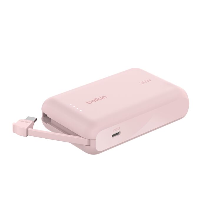 Belkin BoostCharge 10K 20 W avec câble USB-C intégré - Rose