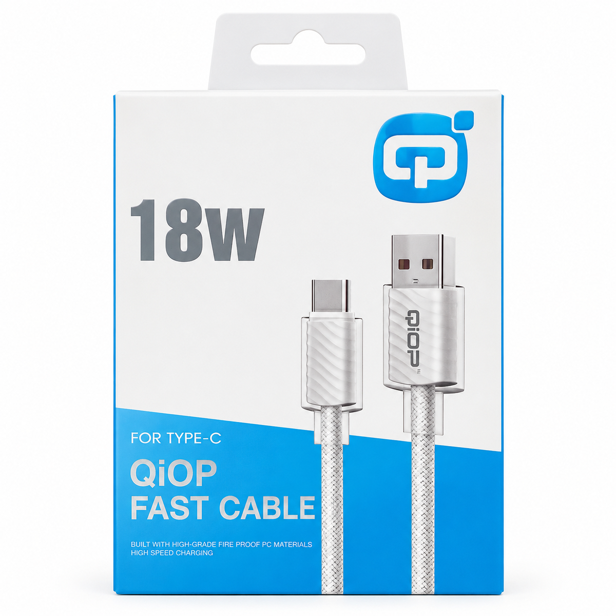 Câble QIOP USB-A vers USB-C 18 W 1 m blanc – Hizem World Tunisie