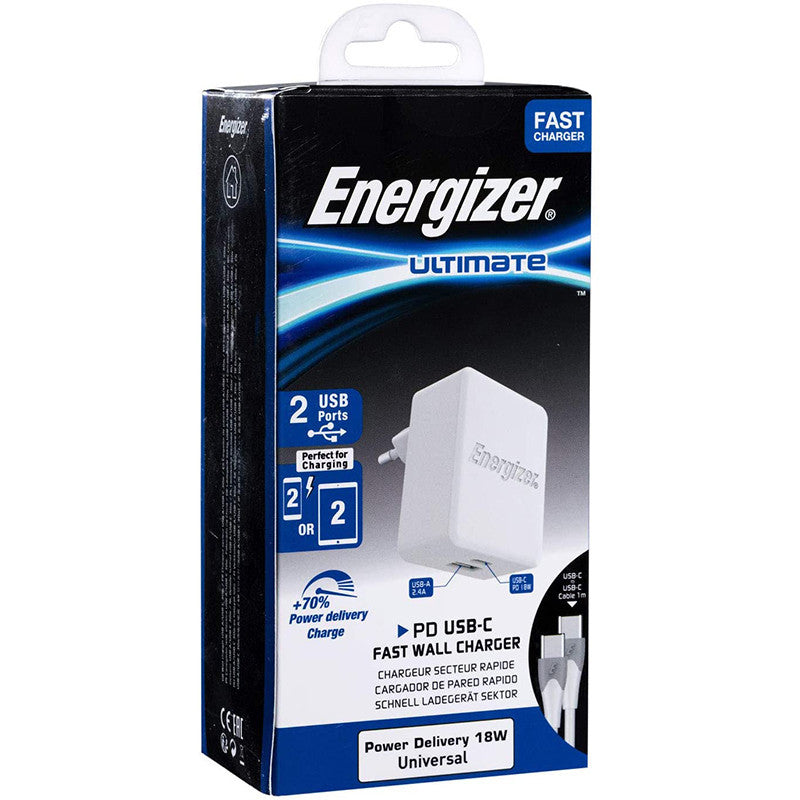 Chargeur secteur Energizer Ultimate 18 W USB-C PD et USB-A – Hizem World Tunisie