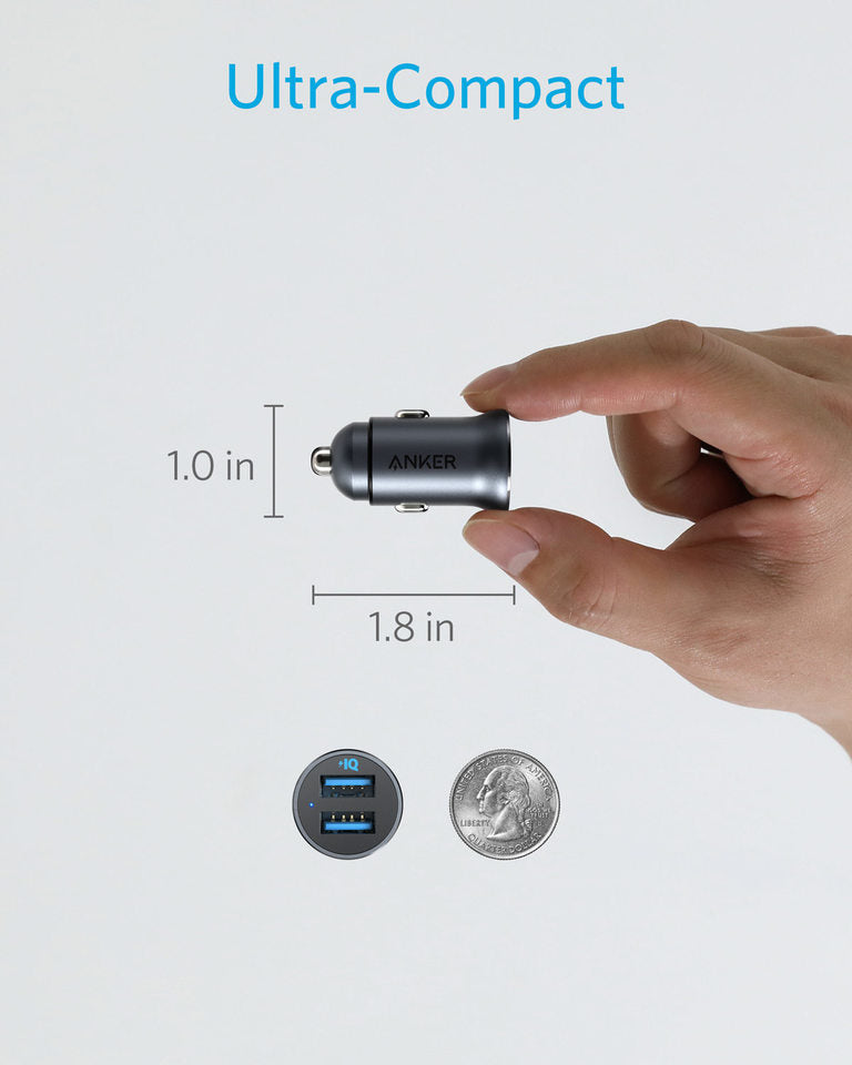 Chargeur voiture Anker PowerDrive 2 Alloy 24 W double USB-A – vue 3 – Hizem World Tunisie