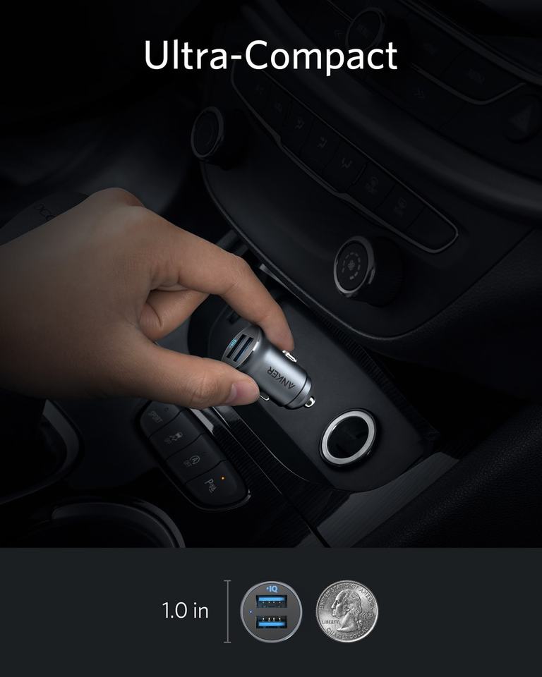 Chargeur voiture Anker PowerDrive 2 Alloy 24 W double USB-A – vue 5 – Hizem World Tunisie