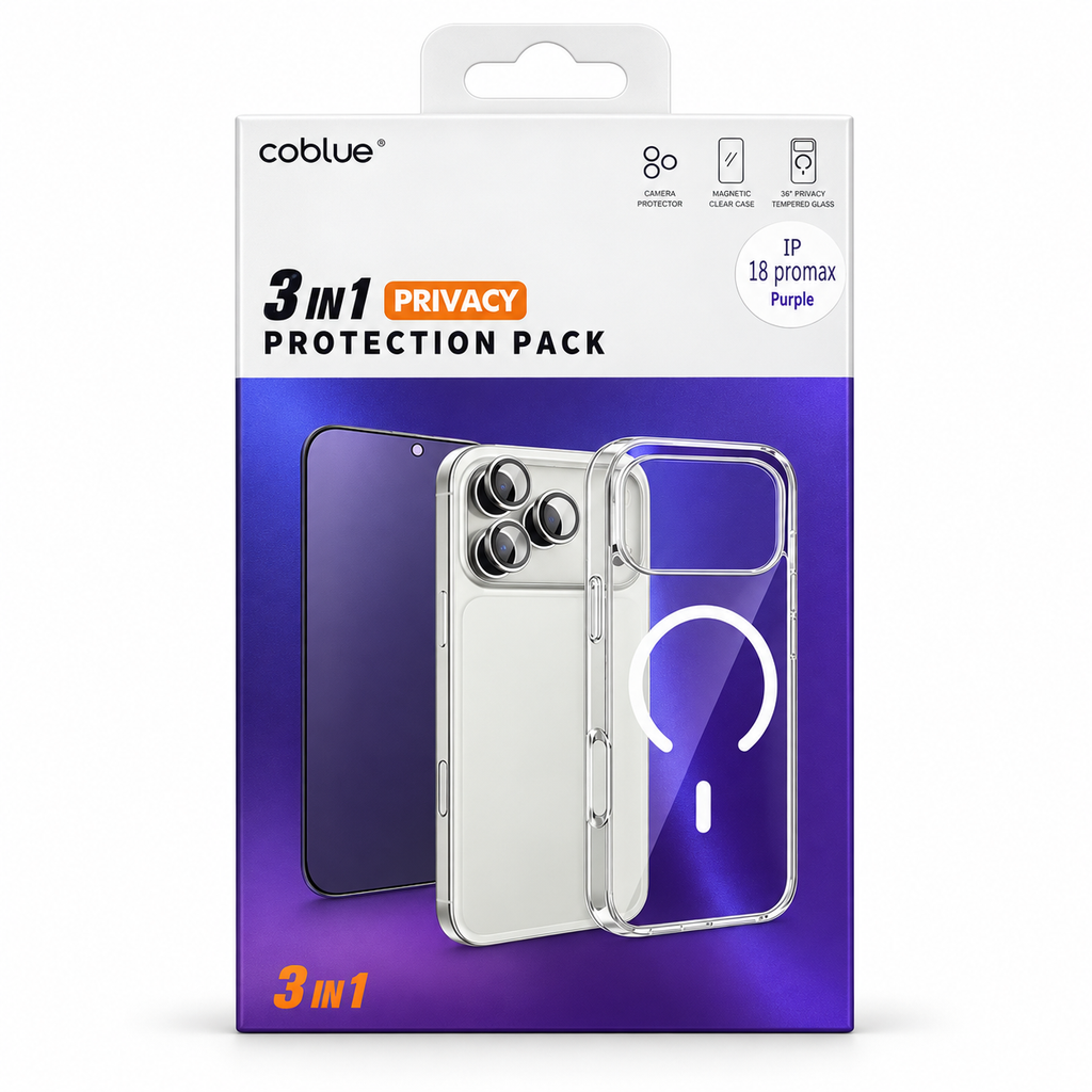 Pack COBLUE 3 en 1 Privacy pour iPhone 18 Pro Max - vue principale