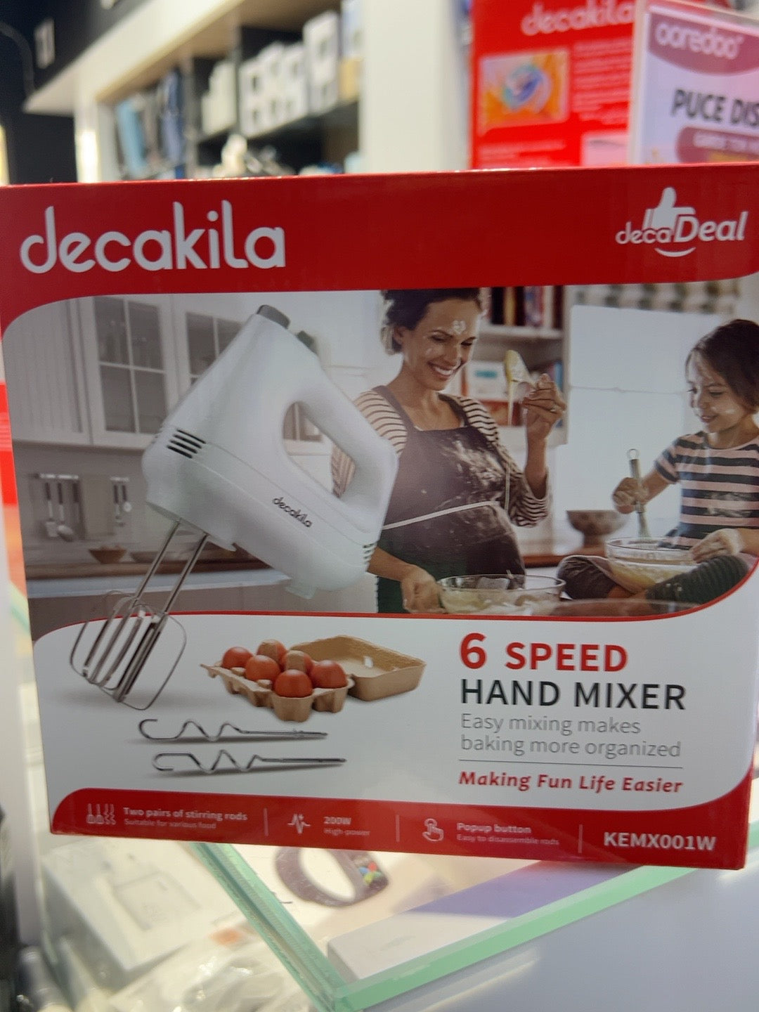 Batteur Decakila KEMX001W blanc 200 W : emballage et accessoires