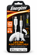 Energizer Lifetime Audio Stereo Cable Lightning vers jack 3,5 mm 1,5 m