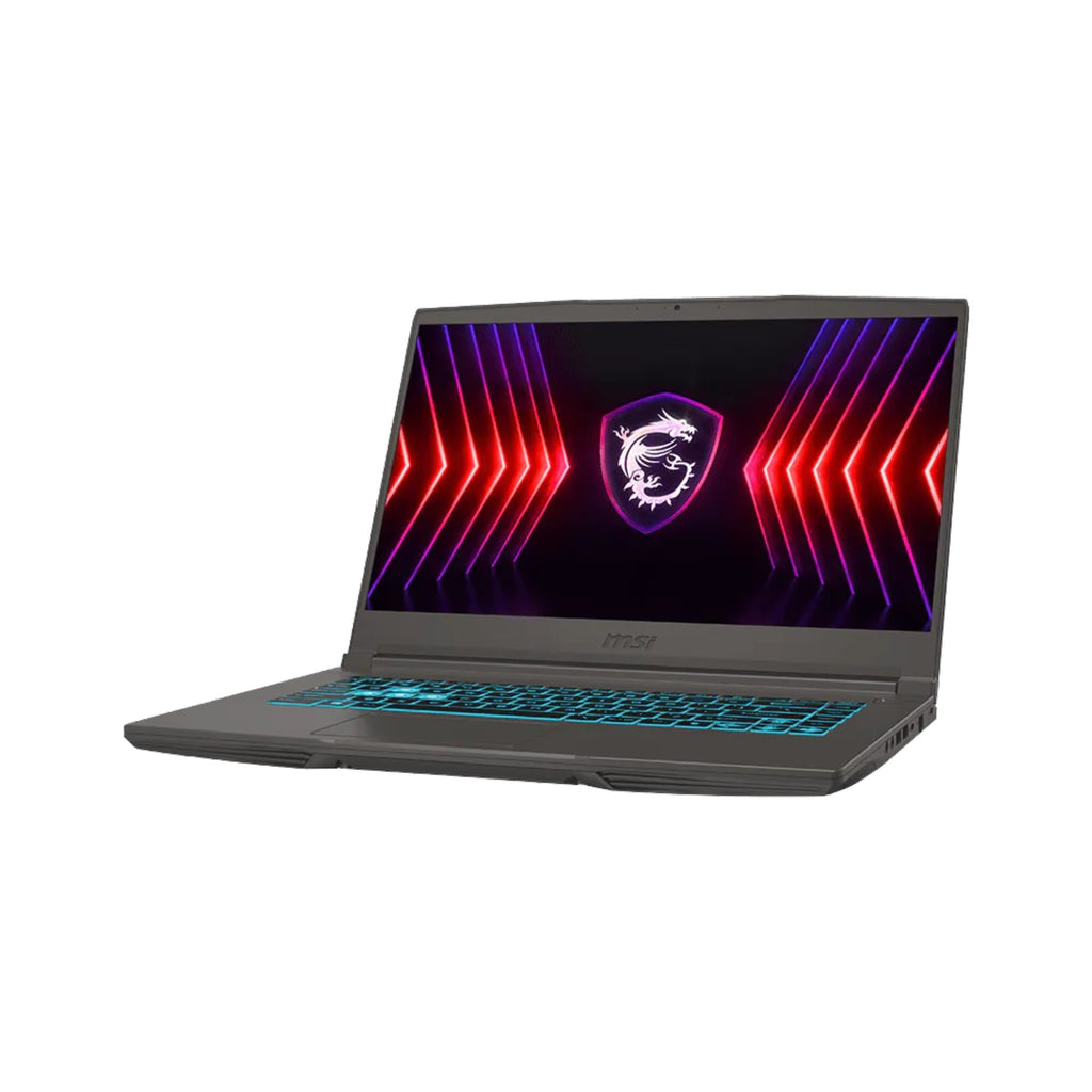 PC portable gamer Hizem World MSI Thin 15 gris avec clavier rétroéclairé bleu et écran 15,6 pouces 144Hz