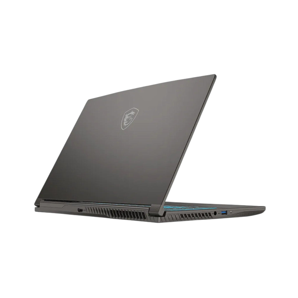 PC portable gamer Hizem World MSI Thin 15 gris avec châssis fin et logo MSI visible sur le capot