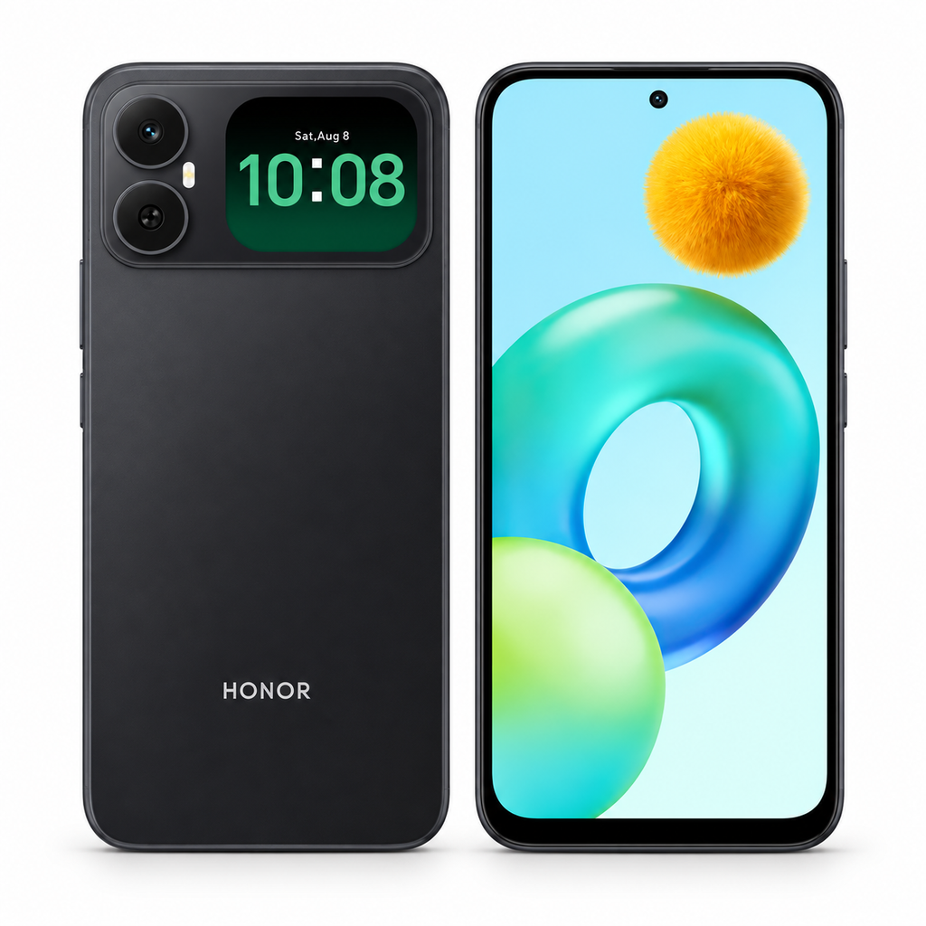 HONOR Play20C 4 Go 64 Go black — vues avant et arrière sur fond blanc