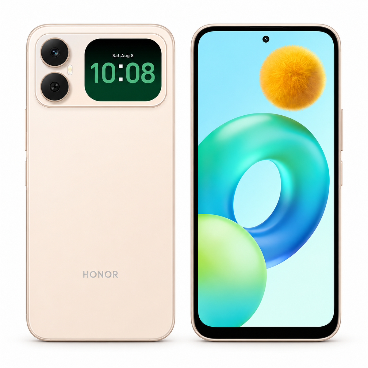 HONOR Play20C 4 Go 64 Go gold — vues avant et arrière sur fond blanc